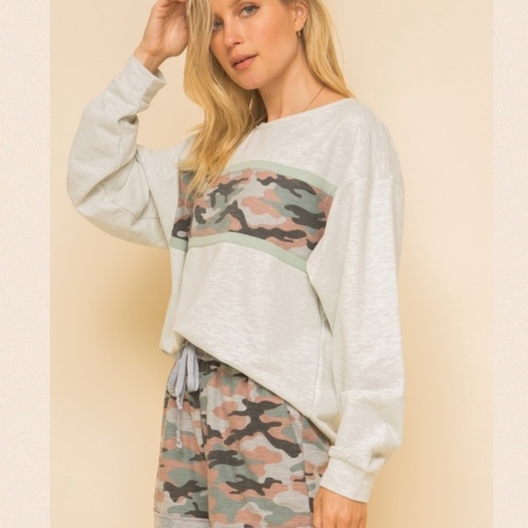 Soft Camo Striped Sweatshirt - Picture 1 of 10